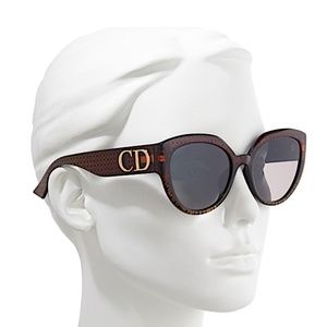DIOR F Round Sunglasses W/ Oversized Logo Temples Gradient In Brown